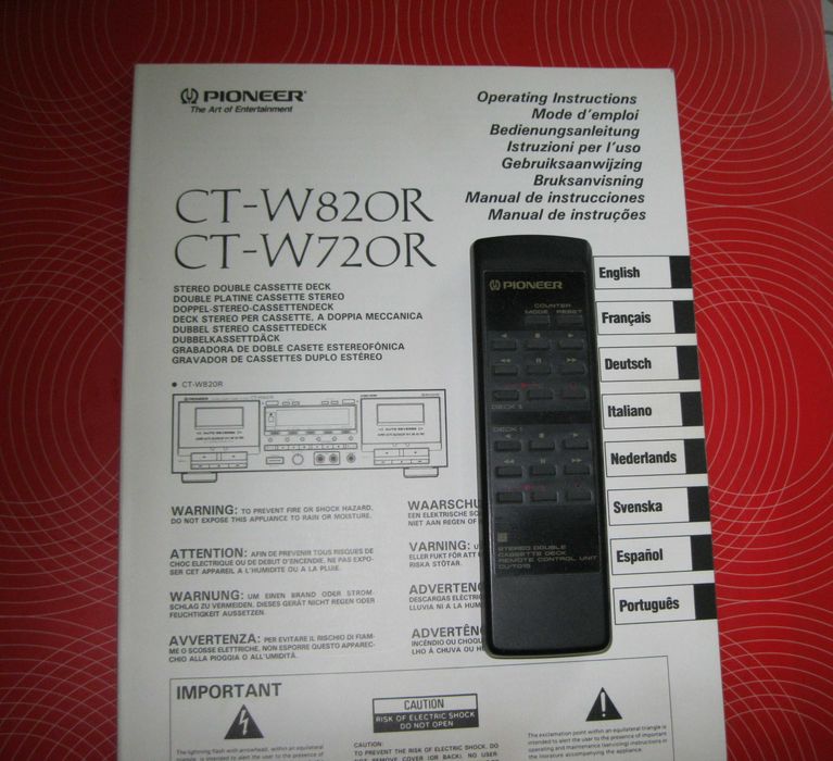 Pioneer stereo double cassete deck CT - W820R