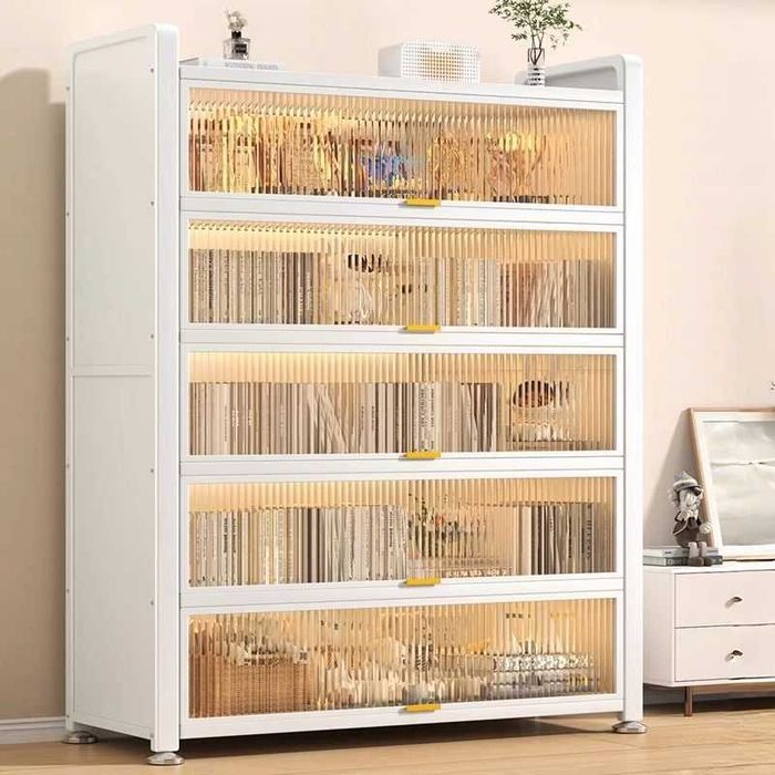 Книжный шкаф с откидной дверцей — прочный, пылезащитный, металлический