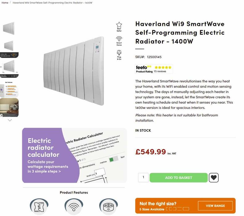 Radiator Electric Inteligent Aluminiu 450/1400W, Wi-Fi, LICHIDARE STOC