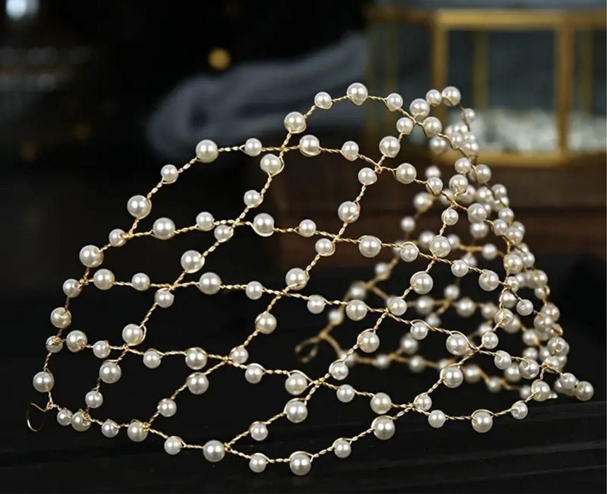 Свадебная повязка на голову с искусственный жемчугом