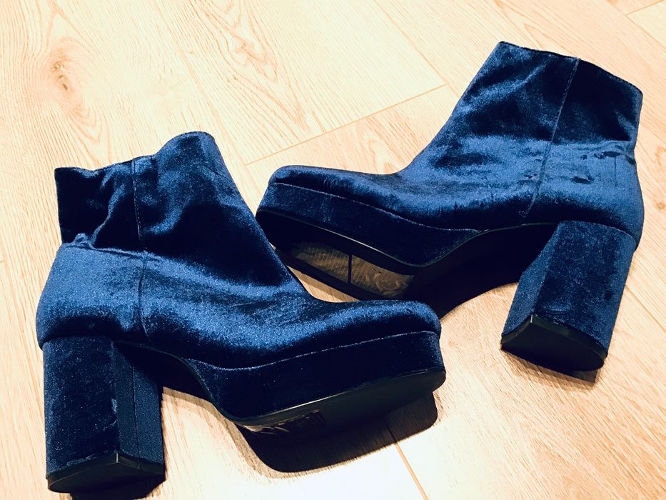 Botine catifea albastre noi 38