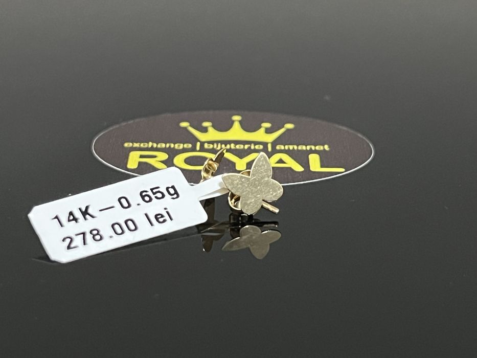 Bijuteria Royal CB : Cercei copil fluture aur 14k 0,65 grame