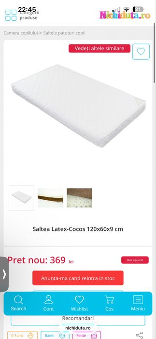 Patut ikea myllra + saltea + protectie + cearsafuri