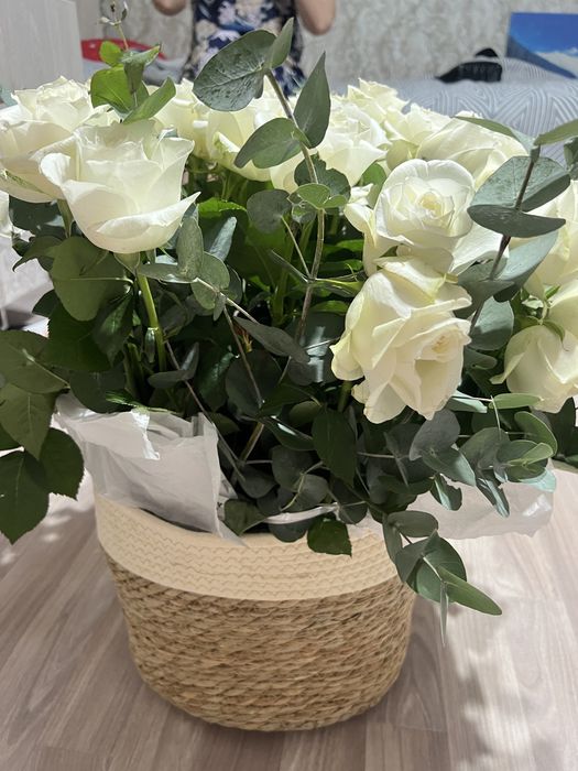 Цветы алматы 35 розы белый