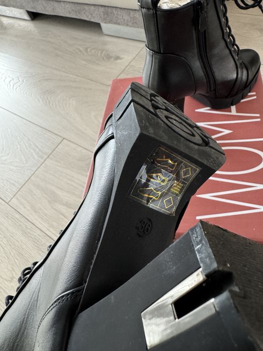 Боти на ток Тенденз - Tendenz / черни, кожени размер 36