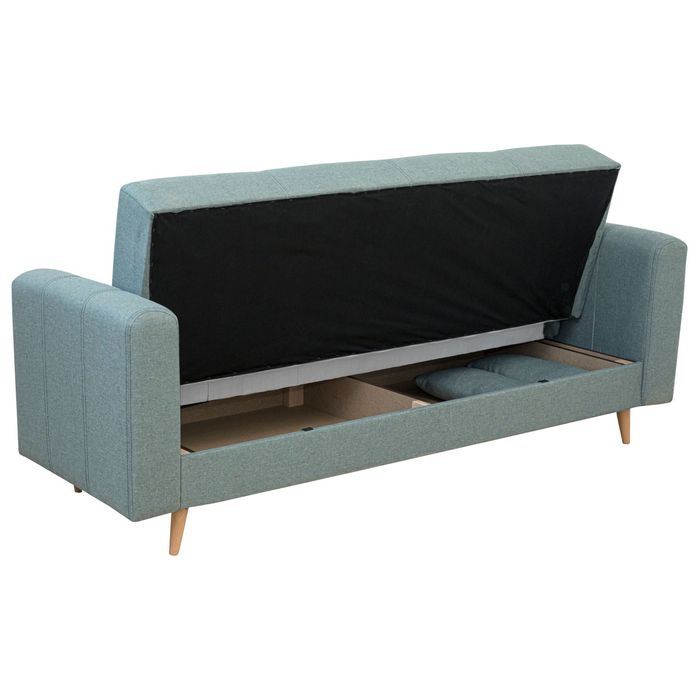 Canapea extensibila 3 locuri Riga, cu lada, verde menta, 226 x 85 x 91