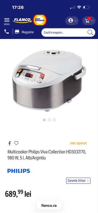 Multicooker Philips Viva Collection HD3037/70, 980 W, 5 l