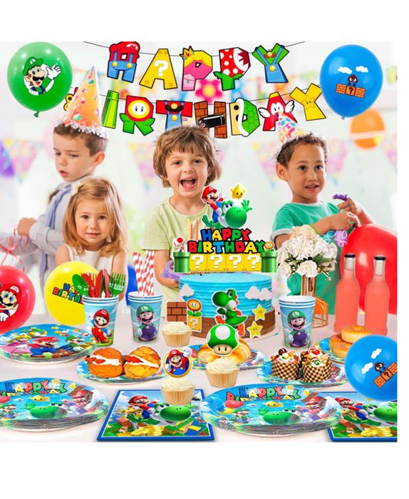 Комплект парти аксесоари детски рожден ден ,Super Mario, 177 части