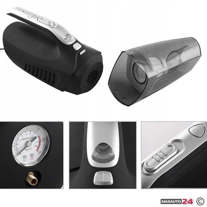 Прахосмукачка за автомобил фенерче, компресор, манометър за гуми