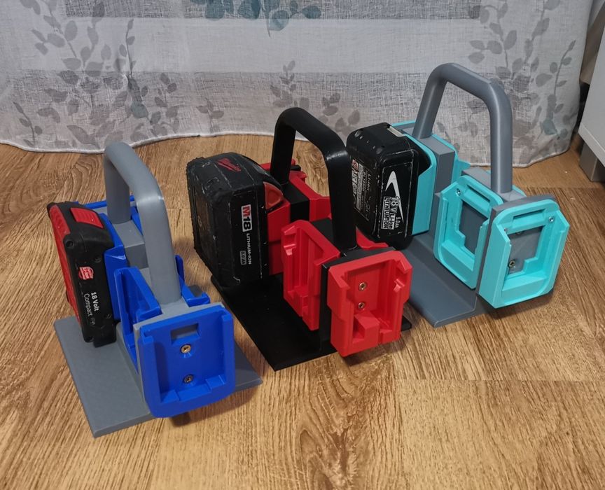 Geanta / Suport Transport Acumulatori Milwaukee M18, Bosch 18V Makita