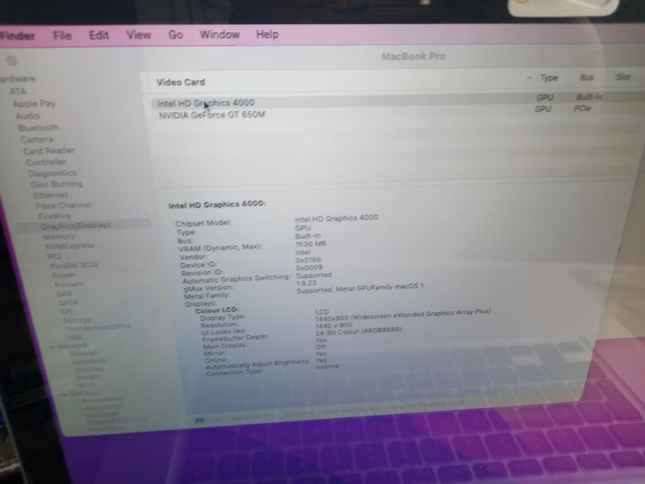 Лаптоп Apple MacBook PRO 15 A1286 i7 2.3  2012 GT650
