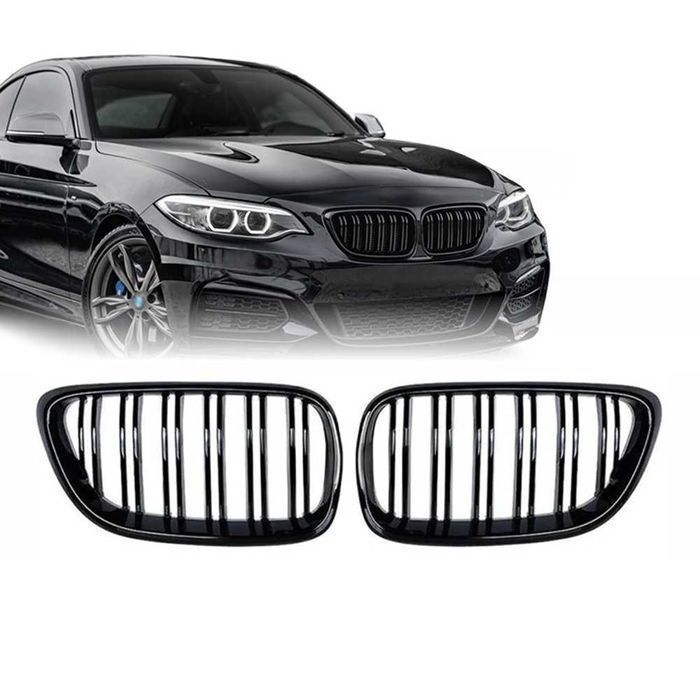 Grile duble BMW Seria 2 F22 F23 F87, 2014-2021 - Negru Lucios