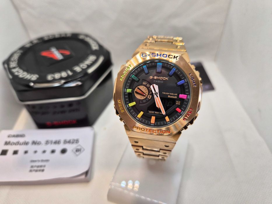 Ceas Sport Barbati Casio g shock gold roze Rainbow metal GM B2100D Nou, Garantie 2 ani