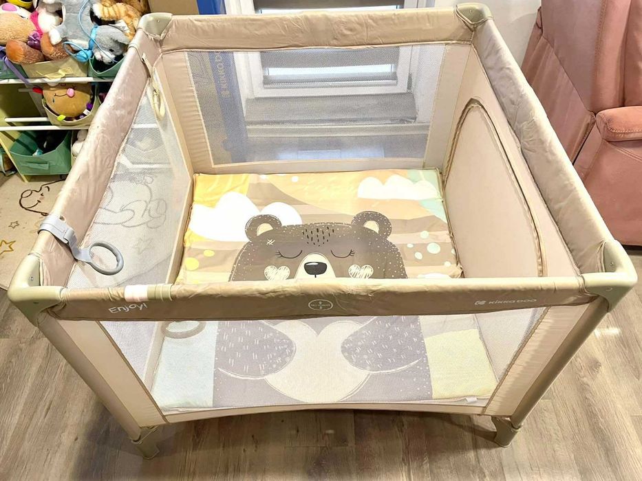 Кошара за игра KikkaBoo - Enjoy, Beige Bear + матрак