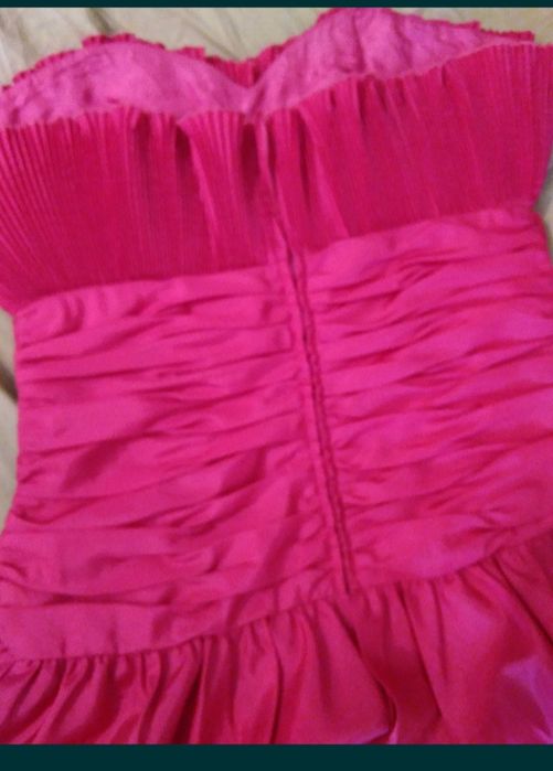 Rochie elegantă saten ciclamen mar M
