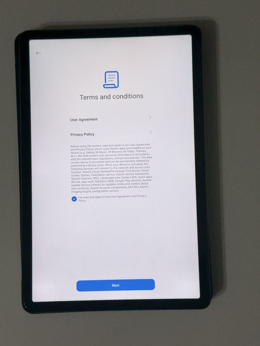 Tableta redmi, utilizare minima