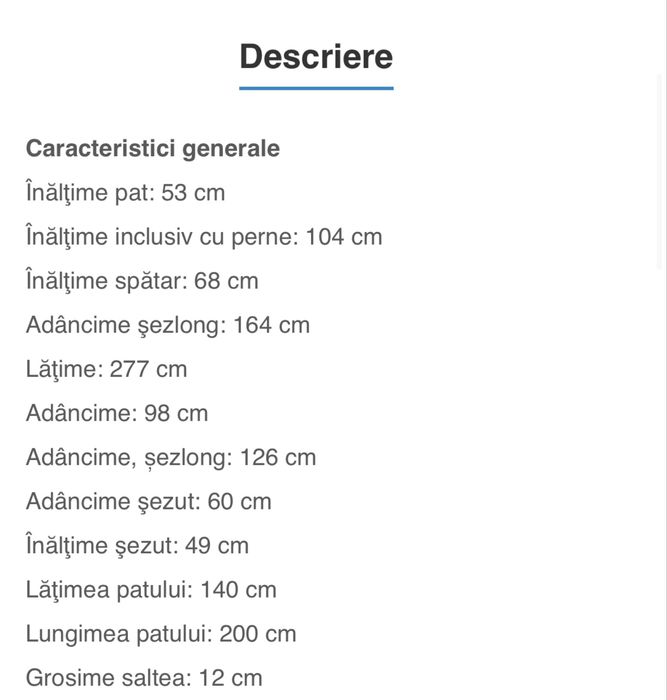 Canapea de colț reversibila stanga sau dreapta