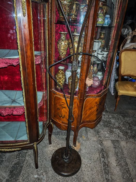 Антикварен лампион с бронзова плетеница три светлини 180см