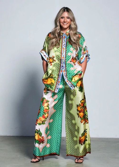 Уникален сет комплект риза панталон сатен