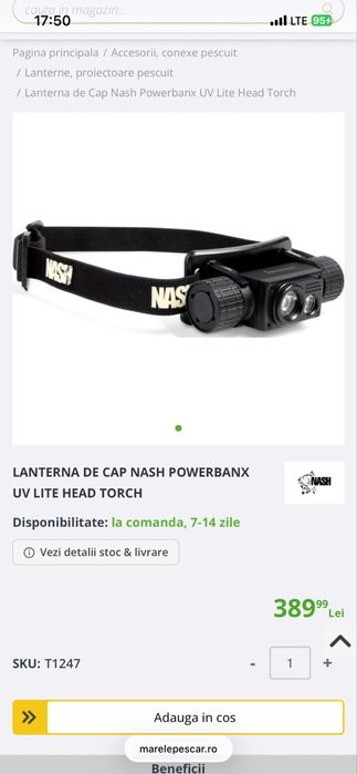 Lanterna de cap nash powerbanx uv lite head torch