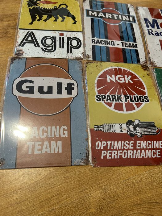 Set Postere Metalice Retro Racing Auto Garaj / Service Auto