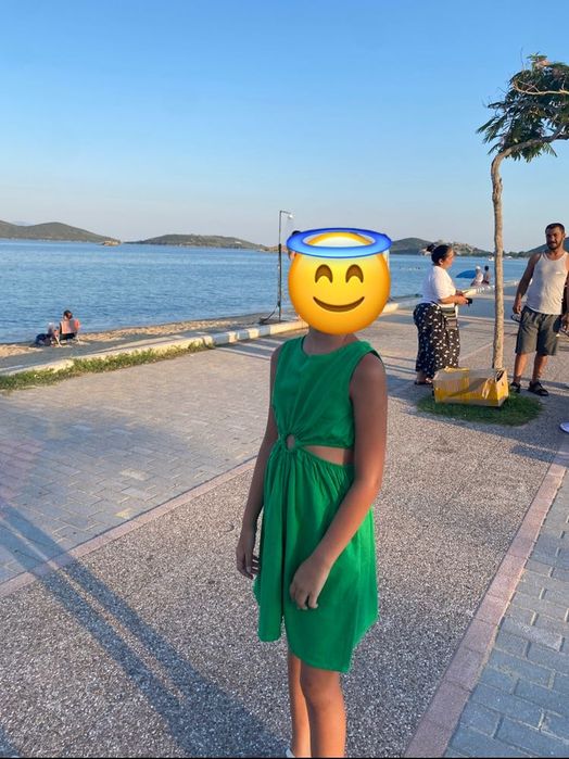 Детска зелена рокля Koton