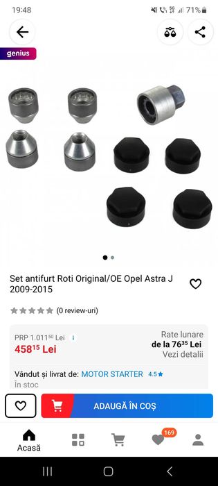Set Antifurt Roti Original GM Astra j 2009-2015 si capace  prezoane.