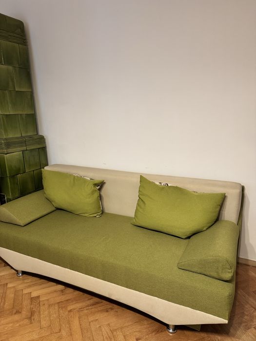 Canapea extensibilă verde & crem