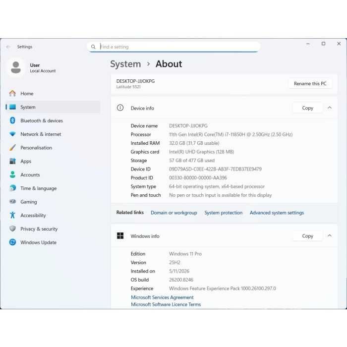 Лаптоп Dell Latitude 5521 (i7, 32GB RAM, 512GB SSD, 15.6-инчов)
