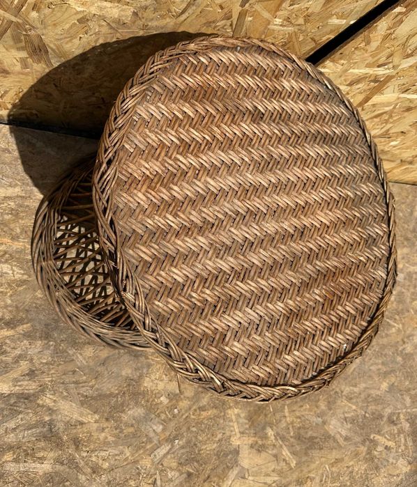 Masuta din ratan cu blat rotund 63x63 cm; Masa terasa/gradina