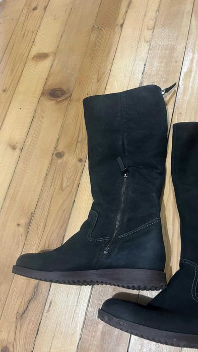 Дамски ботуши ECCO, естествен велур, черни, 39 номер