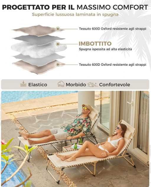 Сгъваем шезлонг KingCamp, голям подплатен градински