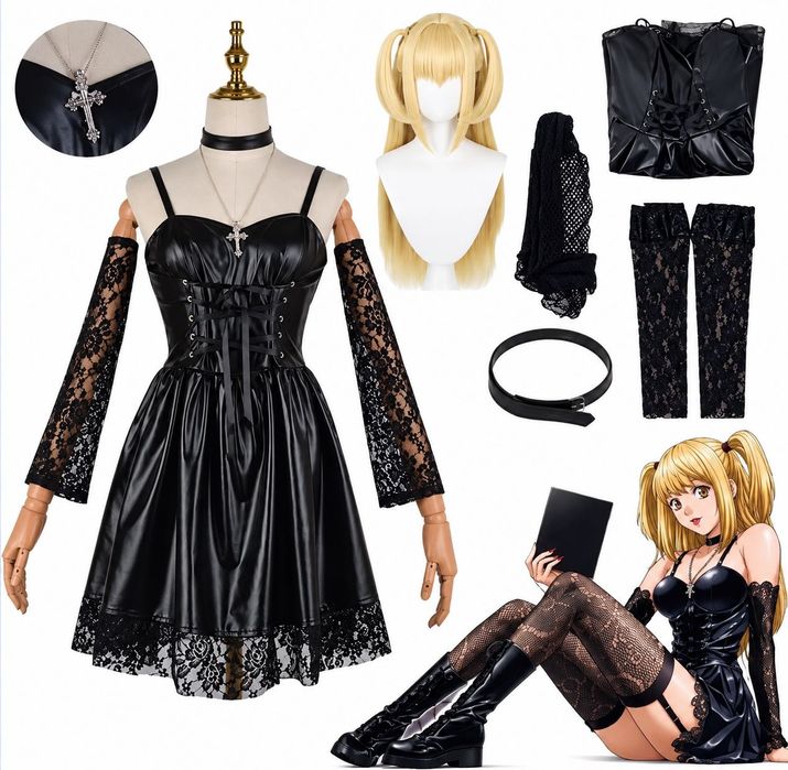 Costum Halloween Cosplay Misa Amane Death Note S + perucă accesorii NOU