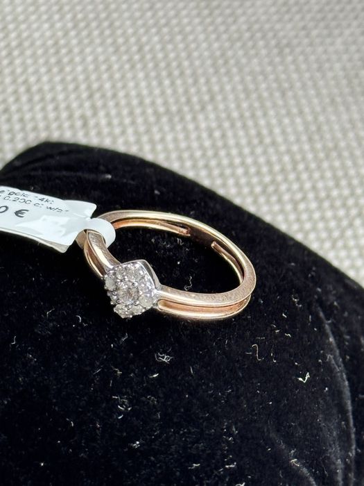 Inel aur roz 14kt 2.86gr + diamant natural 0.2kt wp1