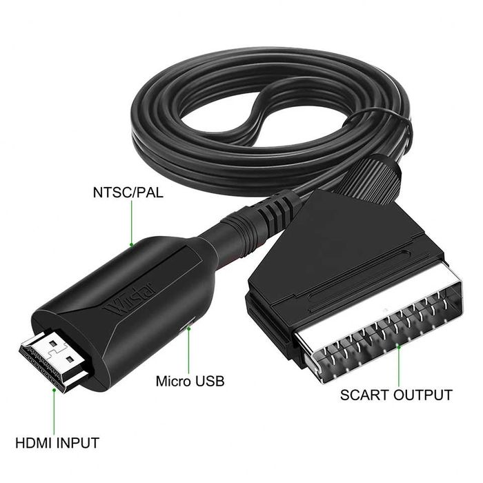 Cablu convertor HDMI la SCART cu alimentare USB pt TV vechi Full HD