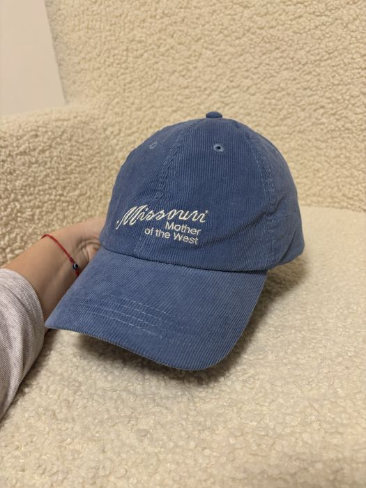 Шапка с козирка син/зелен джинс