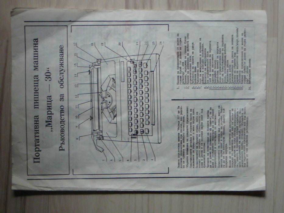 Упътване за работа с пишеща машина