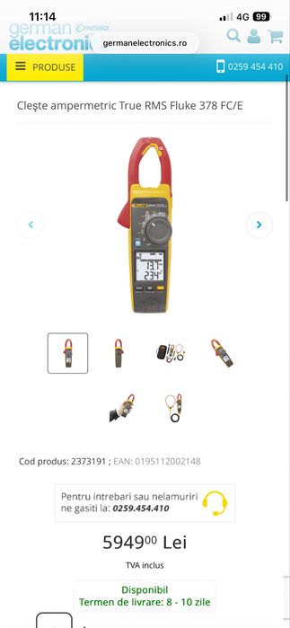 Fluke 378 FC cleste ampermetric -nou , lichidare stoc