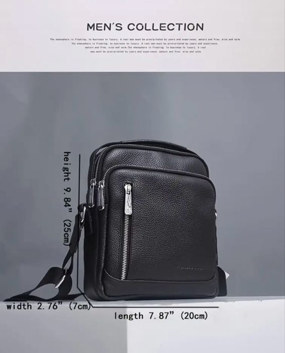 Мъжка изискана и луксозна кожена чанта /Черна естест•кожа -9% Промоция