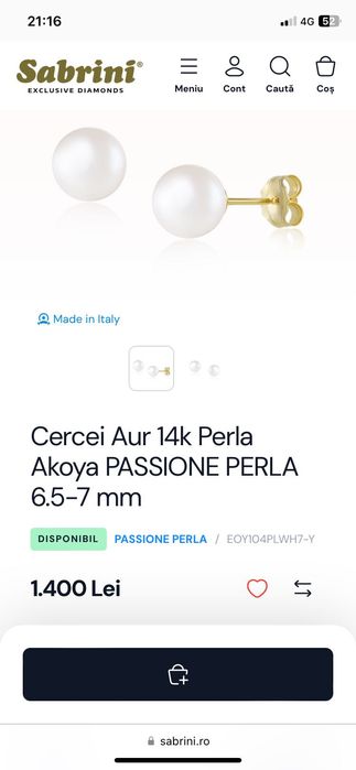 Cercei aur 14k cu perle