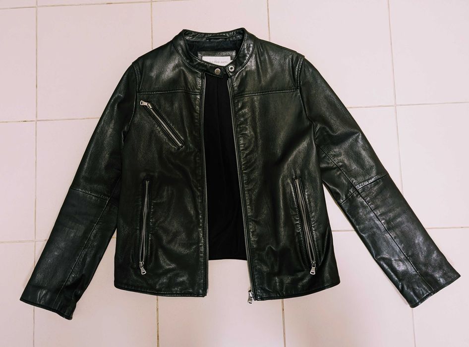 Geaca piele neagra, dama, Calvin Klein original noua