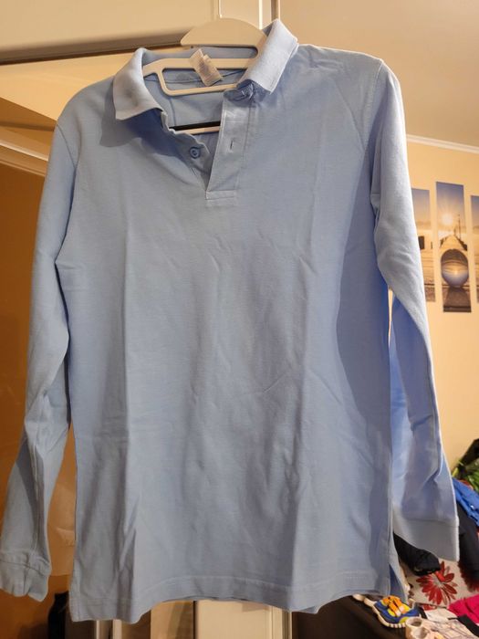 Bluza polo/copii, varsta 12-14 ani, albastru/ deschis.