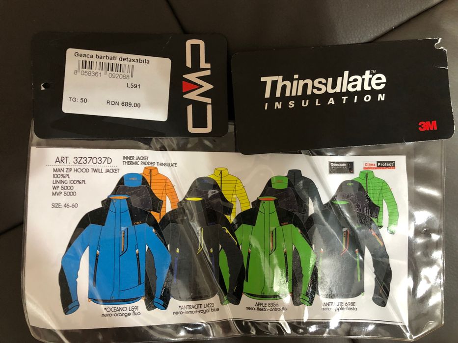 Geaca CMP Barbati 50/L Detasabila cu Jacheta Dubla Thinsulate 3M NOUA