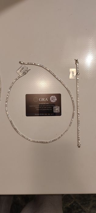 Set Bratara lant argint 925 tenis moissanite unisex noua