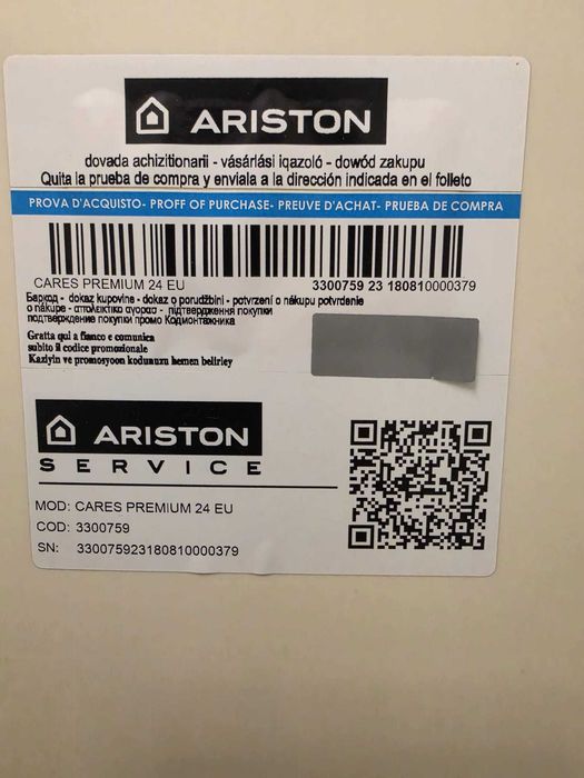 Centrala Gaz Ariston Cares Premium 24 EU (folosita din 2018)