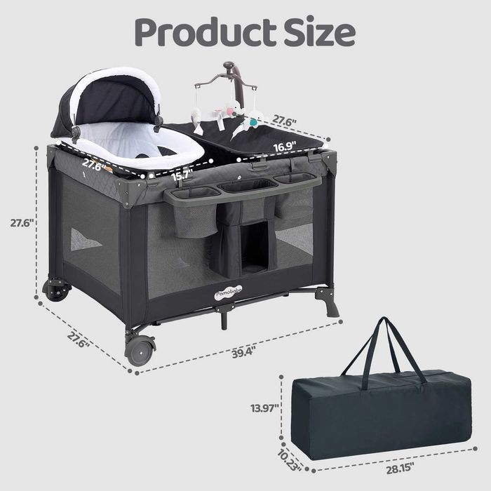 Loc de joacă 4 în 1 pentru bebeluși cu pătuț și masă de înfășat pentru