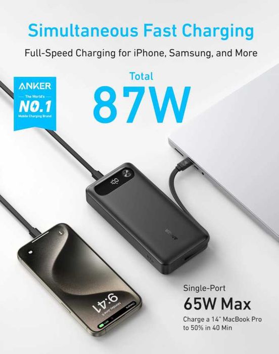 Powerbank Anker Powercore 20000 mAh+Baseus Blade