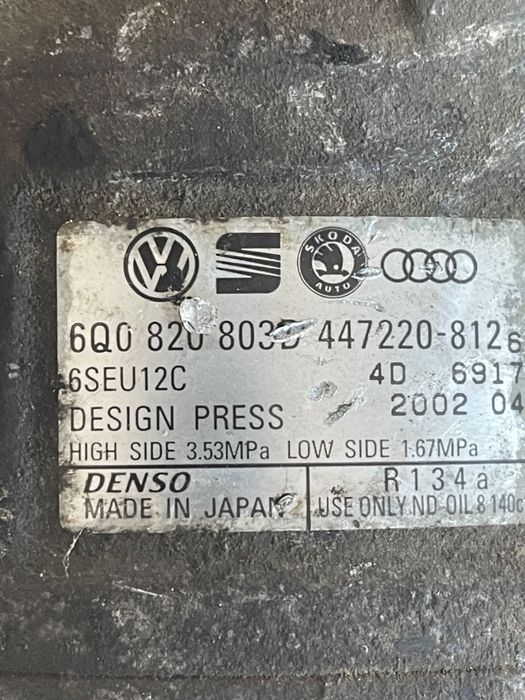 Compresor Ac Volkswagen Polo 9N_ 2001 - 2012 1.4Tdi 6Q0820803D