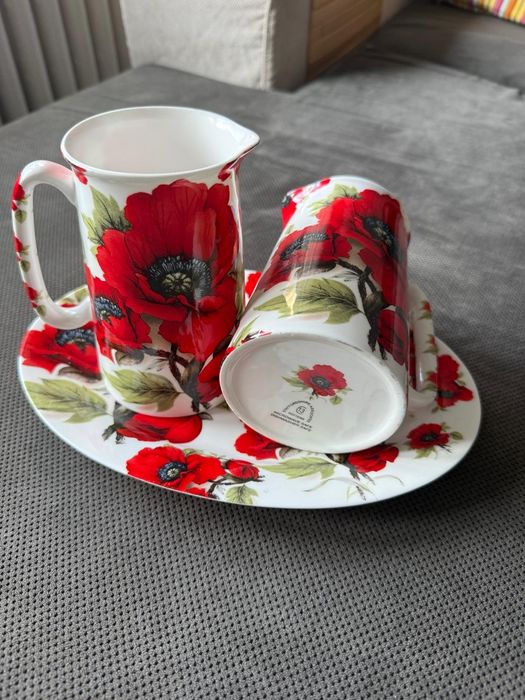 Set cani ceai Staffordshire design floral cu maci