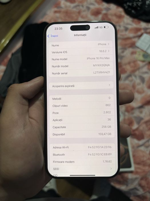 Iphone 16 pro max desert titanium 3700lei